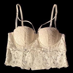 HM white lace fitted corset bodice top size 4 small feminine